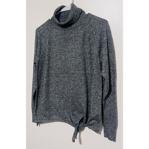 Gap Turtleneck Sweater Womens Large Gray Tie Front Lightweight Top